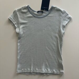 Brandy Melville Blue and White Striped Tee
